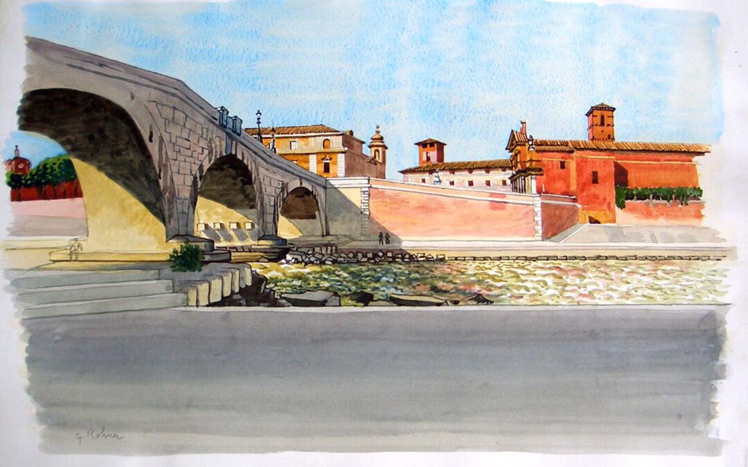 Rome, pont sur le Tibre  (Le Tibre et l’île Tibérine)